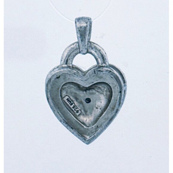 Estate Sterling Silver 925 Heart Pendant by SUN, Black & White Crystals, 3.0g - Picture 3 of 7